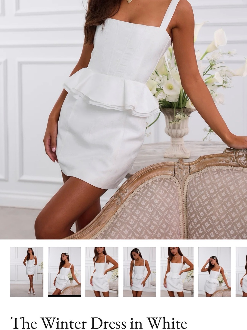 V. Chapman White Peplum Mini Dress